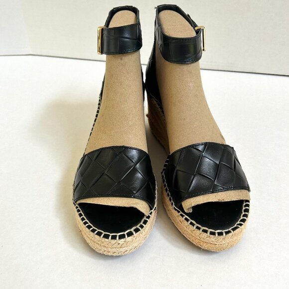 Franco Sarto Shoes - Size 11 Women's Black Leather Franco Sarto Clemens Wedge Espadrille Sandals